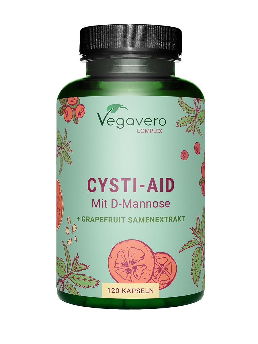 Vegavero Cystitis Relief | 100% Natural UTI Support | 2000 mg D-Mannose and Cranberry Extract | with Grapefruit Seed, Stinging Nettle and Bearberry Extracts | NO Additives | Vegan