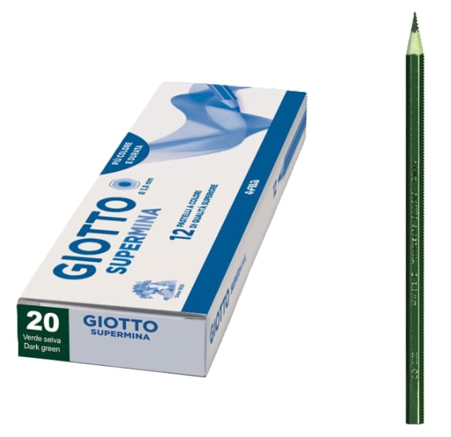 Giotto Supermina Coloured Pencils - Set of 12 Verde Selva