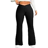 Eytino Plus Size Leggings for Women Elastic High Waisted Crossover Flare Pants Lounge Trousers(1X-5X)