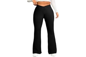 Eytino Plus Size Leggings for Women Elastic High Waisted Crossover Flare Pants Lounge Trousers(1X-5X)
