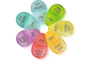 ZHENGYUAN 7-Day AM/PM Pill Organizer - Floral Shaped Weekly Medication Box with 7 Color-Coded Compartments, Compact & Portable for Travel, Home Use (Single Pack)