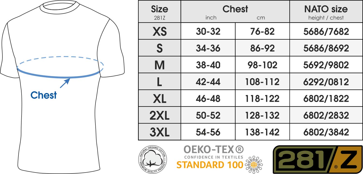 281Z Military Stretch Cotton Underwear T-Shirt - Tactical Hiking Outdoor - Punisher Combat Line