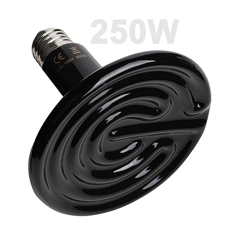 Wuhostam 250w Ceramic Heat Lampinfrared Bulb Emitter Lamp Infrared Ceramic Heat Lamp Bulb Pet Coop Heater Reptile Chicken Lizard Turtle Brooder Bulb