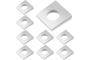 Blulu 10 Pcs 1/2" Square Beveled Washer, 1-1/8" x 1-1/8" Wedge Washers Metal Shims for Leveling Carbon Steel Galvanized 2mm to 6.6mm Thick for Shim Leveling
