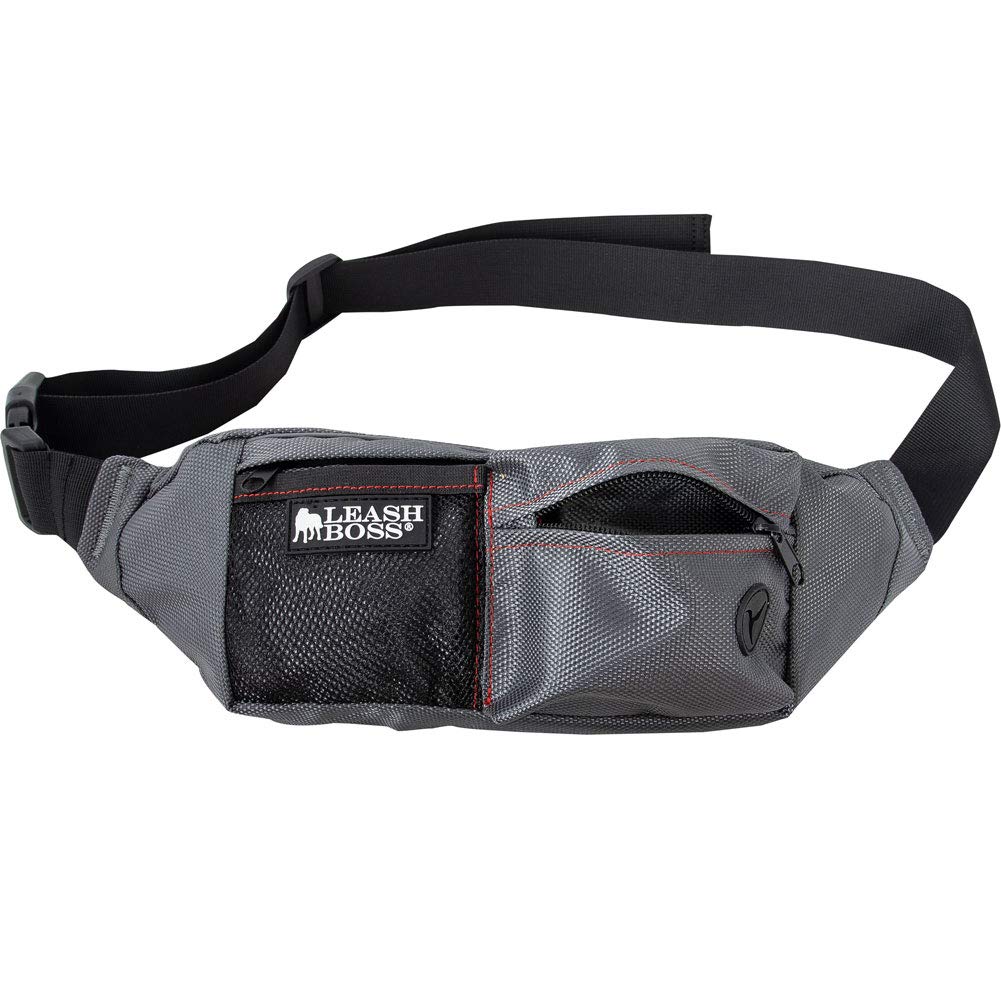 Leash Boss Dog Treat Pouch for Training | Dog Treat Fanny Pack for Walking, Running, Hiking | Portable Kibble Snack Container for Pets | 3 Pack, Grey, 168g