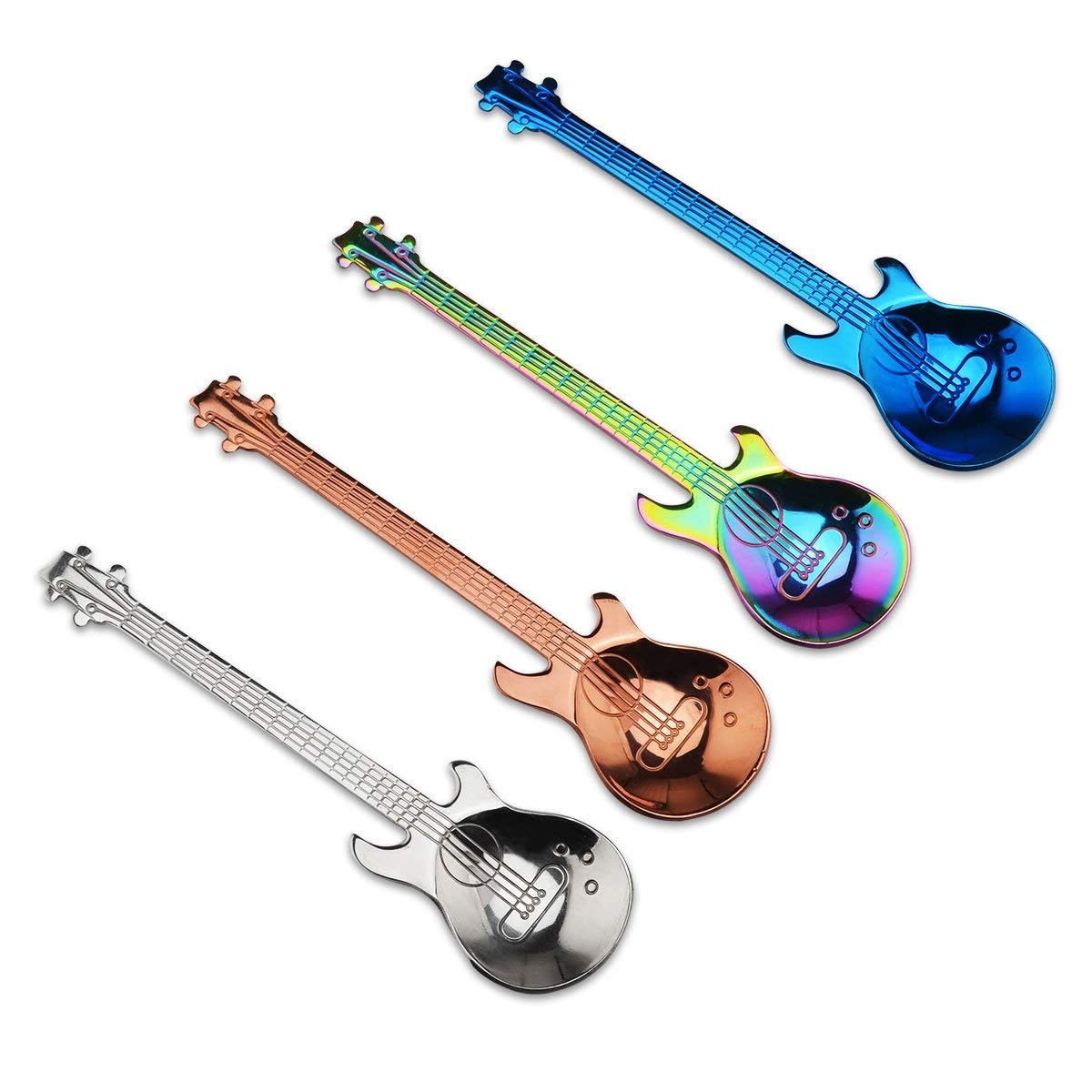 NANHONG Guitar Shaped Stainless Steel Coffee Spoon Demitasse Spoons Dessert Spoons Sugar Spoon Set of 4