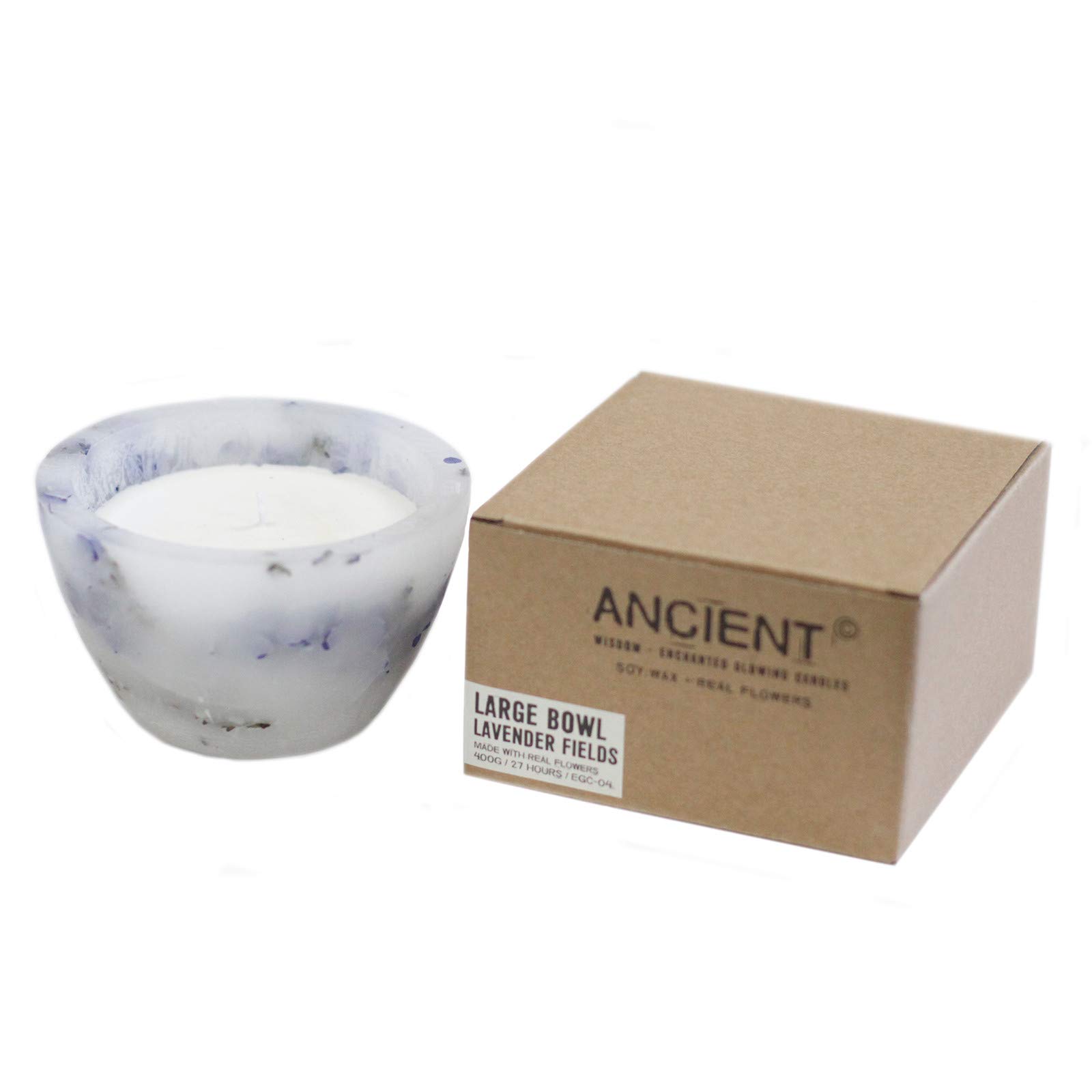 Luxurious Enchanted Glowing candles with Natural soy wax, Organic fragrance and real flowers (Lavender, Large Bowl)