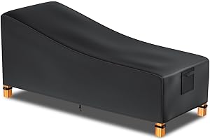 Likorlove Patio Chaise Lounge Cover, Easy-Going Waterproof Patio Lounge Chair Cover Heavy Duty Outdoor All Weather Resistant Furniture Cover with Air Vent, 80L x 36W x 33H inch, Black 1 Pack