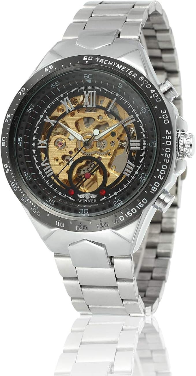 Amazon Hamilo メンズ 腕時計 防水 機械式 ビジネス ウォッチ 自動巻き スケルトン 大きい 文字盤 メンズ腕時計 腕時計 通販