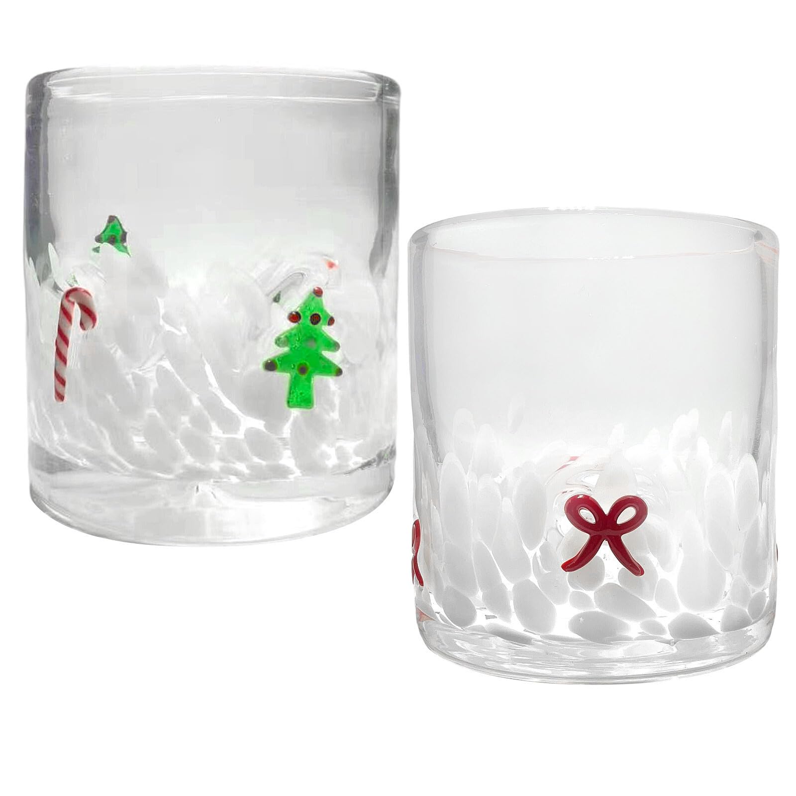 Photo 1 of 2 Pcs Christmas Icon Juice Cups 16 oz Cute Icon Juice Glasses Double Old Fashioned Hand Blown Drinking Cups for Xmas Party Drinkware.