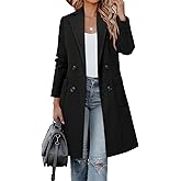 CHICZONE Women's Notch Lapel Double Breasted Mid Long Pea Coat Wool Blend Overcoat Winter Outwear