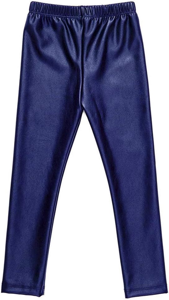 Hiigoo Girls Black Elasticity Faux Leather Pants Kids Thick Leggings Warmth Trousers for 2-14 Years Old Children