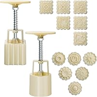 Luxiv Moon Cake Mould 50g, 12 PCS Pattern Hand-Pressure Mooncake Molds for Mid-Autumn DIY Pastry Tool 2 Sets with 6pcs Round 