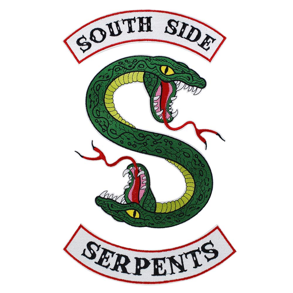EMDOMOGreen Snake Southside Serpents Letters Patches Iron on T-Shirt Bag Clothes Jacket Embroidery Applique Badge 1 Set