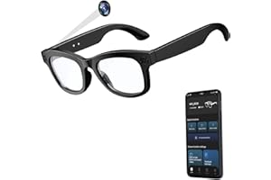 COUCUR Camera Glasses Video Recording Glasses 1080P-Outdoor&Indoor Smart Glasses, Dual Core Chip Noise Reduction, Wireless Music & Calls, ChatGPT Real-time Translation, Image Recognition(Transparent Lens)