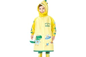 FEWLBY Toddler Raincoat for Boys Girls Rain Poncho Waterpoof Kids Rain Jacket 3D Cartoon Hoodie Kids Rainwear XL Size 9-10 Years