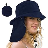Waterproof Sun Rain Hat for Women Wide Brim UPF50+ UV Protection Packable Men Bucket Safari Fishing Hat with Neck Flap