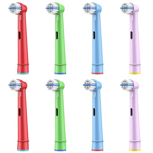 8 Count Kids Replacement Heads Compatible with Braun Oral B Electric Toothbrush, Ultra Soft Bristles, Ideal for Kids.