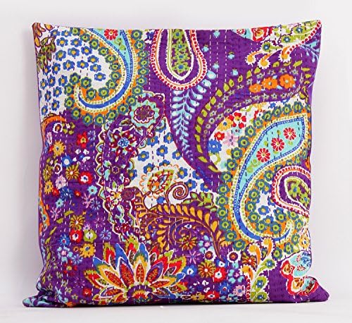 Purple Kantha Decorative Sofa Pillow Cushion Cover Indian Bohemian Home Decor