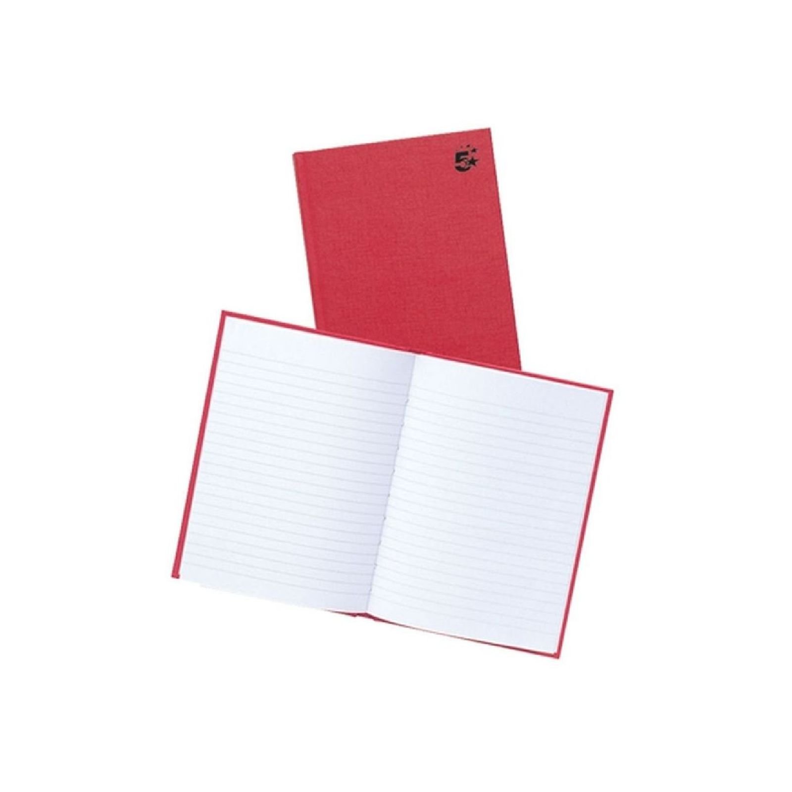 5 Star Manuscript Book Casebound 70gsm Ruled 192 Pages A5 [Pack of 5], Red