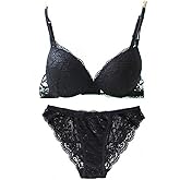 Nanier Women's Solid Lace Push up Bra Set