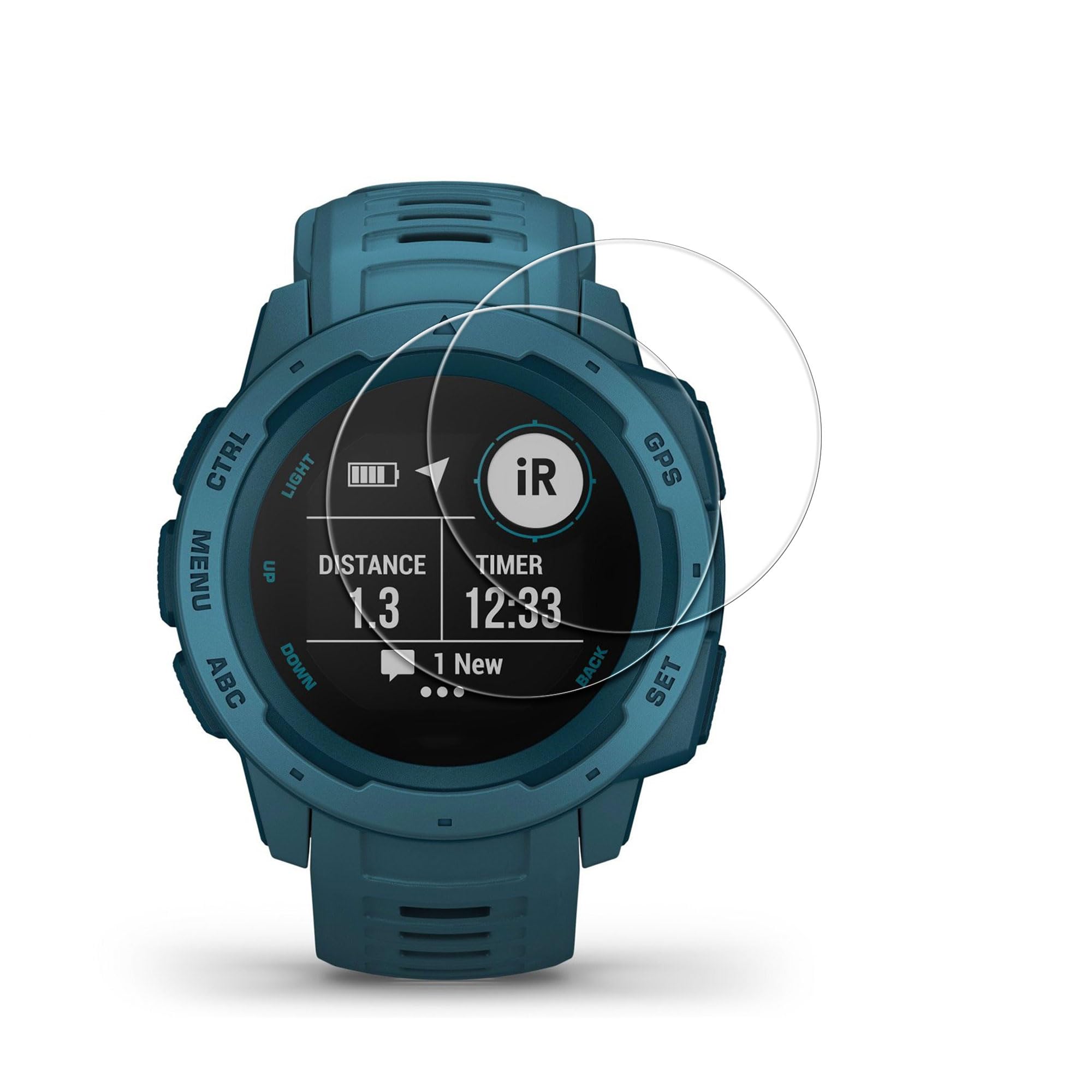 kwmobile Glass Screen Protector Compatible with Garmin Instinct Screen Protector (Set of 2) - Transparent