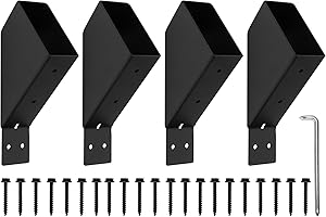 HUYEAR 4 Pcs Pergola Brackets,45-Degree Angle Support Gazebo Brackets,2" x 4" Pergola Bracket Slanted,Outdoor Pergola Support Brace for Patio,Cabin,Garden,Lawn,Yard,Garage,Tree House