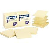 Highland Pop-up Notes, 3 in x 3 in, Yellow, 12 Pads/Pack