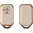 kwmobile Key Cover - Suzuki 2 Button Car Key Case - Keyless Go Fob Protector - White/Gold