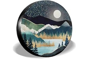 cozipink Abstract Mountains Deer Lake Landscape Spare Tire Cover Wheel Protectors Weatherproof Wheel Covers Universal Fit for Trailer Rv SUV Truck Camper Travel Trailers Accessories 14in