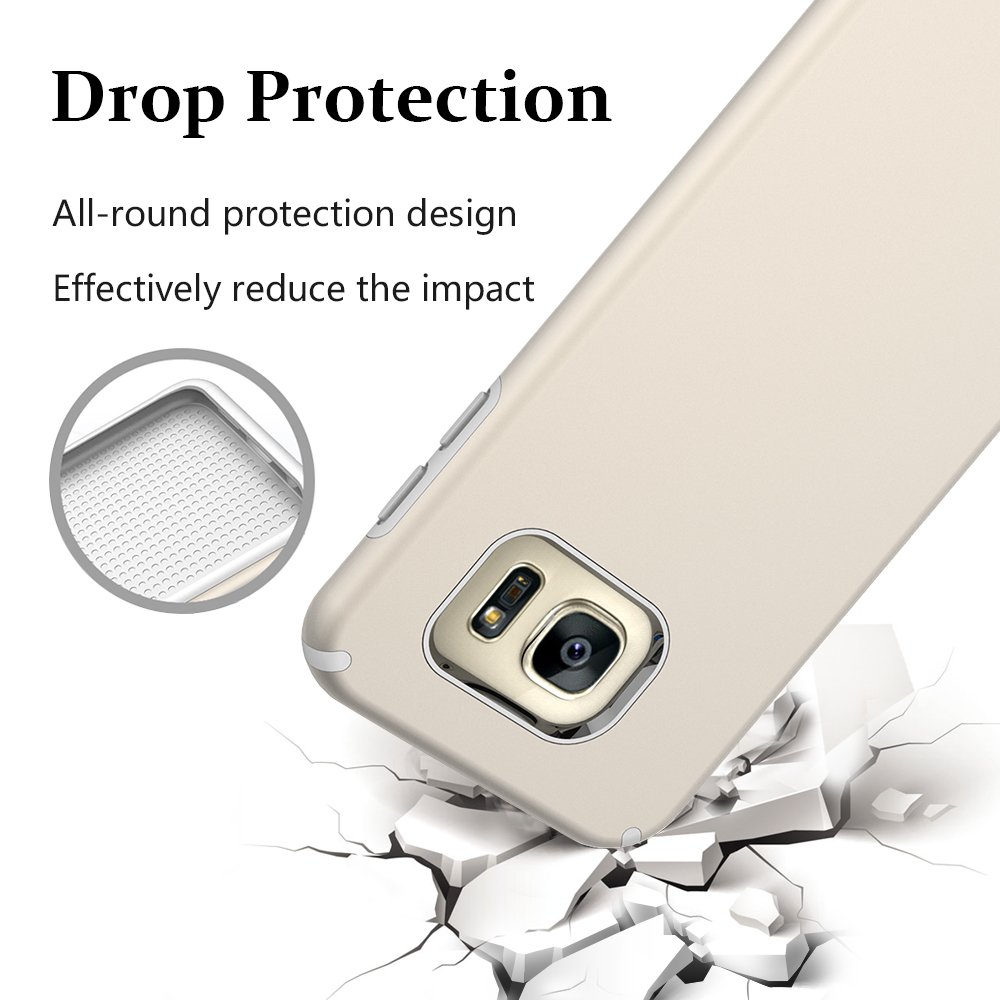 S7 Case, Galaxy S7 Case, MagicSky Slim Corner Protection Shock Absorption Hybrid Dual Layer Armor Defender Protective Case Cover for Samsung Galaxy S7 (Gold)