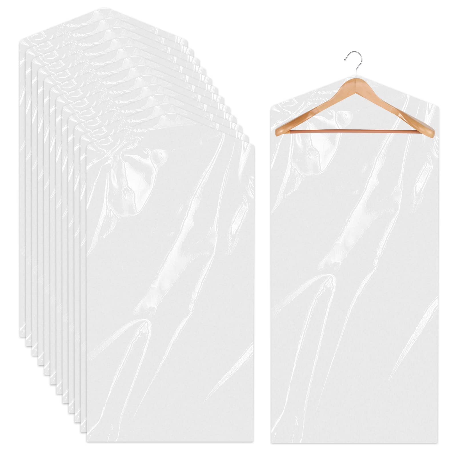 20 Pack Garment Covers for Hanging Clothes 23.6x47.2 Inch Clear Suit Covers Plastic Garment Bags Dust-proof Clothing Protector Covers for Closet Storage