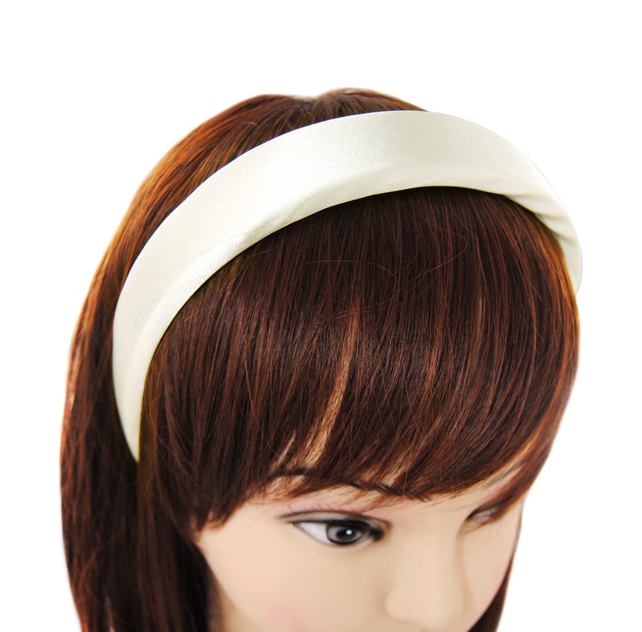 axy Headband with Fabric Padded Candy Colours and Satin Covered – Beautiful Women's Headband Hair Accessories Hair Band HRK7A (White)
