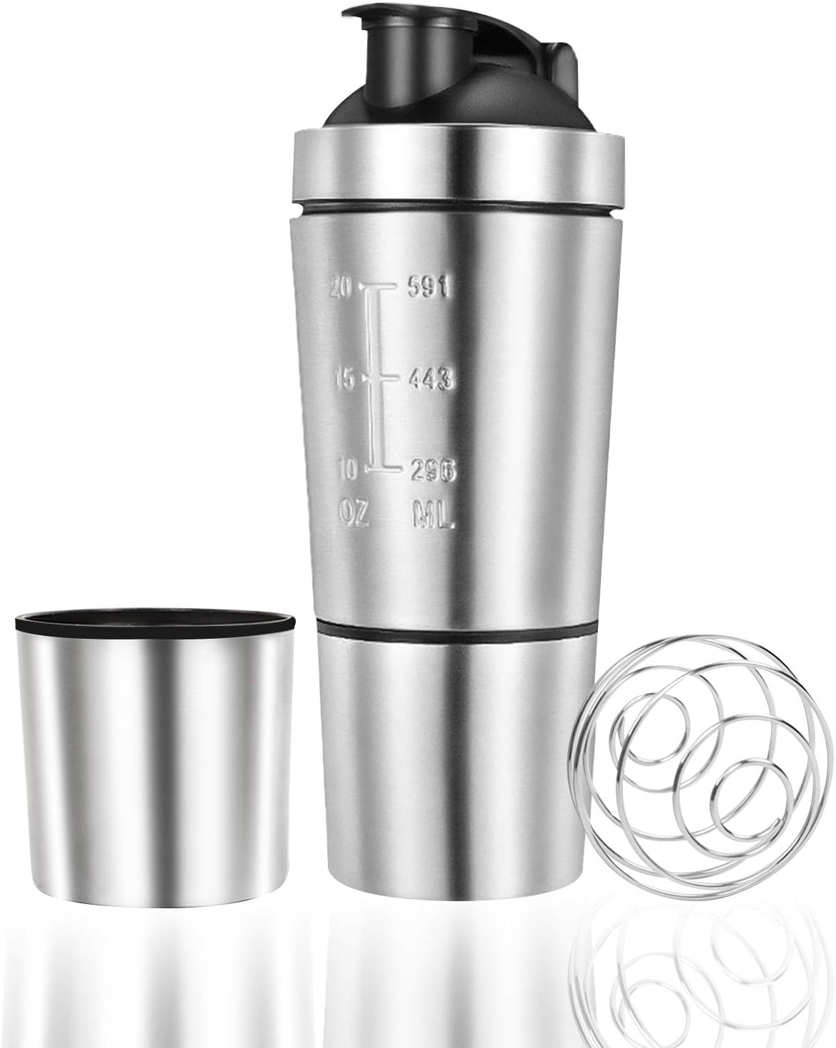 Stainless Steel Protein Shaker Bottle with Stirring Ball Durable
