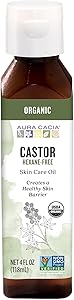 Aura Cacia Organic Castor Skin Care Oil | GC/MS Tested for Purity | 118ml (4 fl. oz.)