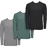 Pack of 3 Mens Long Sleeve Shirts - Classic Crew Neck Tees for Men, Soft & Breathable Active Long Sleeve T Shirt Men - Assorted Colors (Medium)