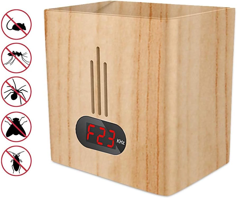 PESTPRO Ultrasonic Pest Repellent for Insects Rodents Mice Mosquitoes | 2,000 sf Coverage Area | Night-lite Feature | Pest Repeller (Wood)