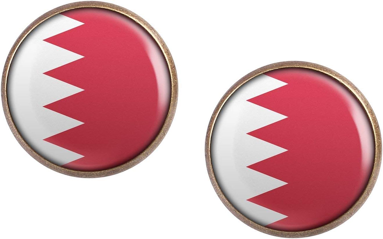 Stud Earring Pair with Cabochon Picture Manama Bahrain flag bronze different sizes