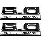 2pcs 5.0 Liter High Performance Engine Emblems Badge 3D Decals Stickers Cars Trucks (Chrome Black)