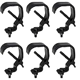 Oedema 6 Pcs Stage Lighting Clamps Heavy Duty Alloy Truss Clamp Hanger for DJ Projector Par Spotlight Moving Head Light, Perfect Fit for Tube OD 30-52mm, Black