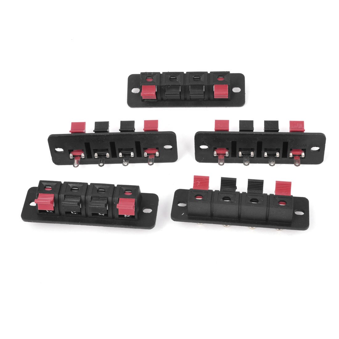 Sourcingmap 5Pcs 4Pin Red Black Spring Push Type Audio Terminal Board Connector