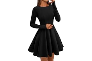 BTFBM Fall Dresses for Women 2025 Long Sleeve High Waist Pleated Flowy A Line Party Wedding Guest Dress Business Casual