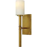 Hinkley Margeaux Medium Single Light Wall Sconce, Etched Opal Glass, Transitional/Modern, Vintage Brass Finish