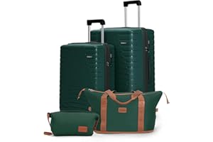 Cosbarn Luggage Sets 4 Piece, Suitcases with Wheels, PP Hard Case Luggage with Upgraded Shock-absorbing Spinner Wheel&TSA Lock, Carry On Luggage Set