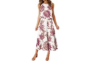 ROYLAMP Women's Summer 2 Piece Outfits Round neck Crop Basic Top Cropped Wide Leg pants Set Jumpsuits