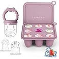 Baby Fruit Food Feeder Breastmilk Popsicle Molds, Silicone Food Freezer Tray for Cooling Teething Relief, Baby Food Feeder for Safe Infant Self Feeding, Includes 3 Extra Food Pacifier