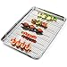 HKJ Chef Large Set Cookie Sheet and Nonstick Cooling Rack & Stainless Steel Baking Toaster Oven Tray Pan Rectangle Size 24L x 16W x 1H inch & Non Toxic & Healthy, 24inch, Silver