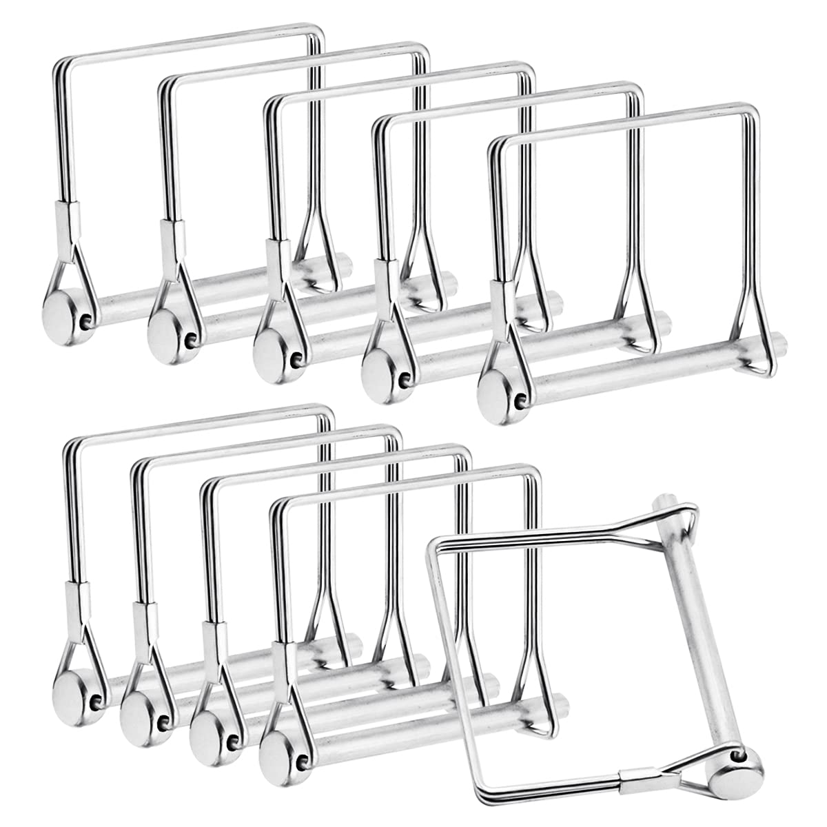 Famgee 10 Pcs 1/4 Inch Square Locking Pin Coupler Hitch Pin for Farm Trailers Wagons Lawn Garden Hitches (Silver)