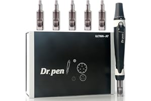 NEW BODY LIFE Dr Pen Ultima A7 Microneedling Pen - 18000 RPM Most Powerful Wired Model - Professional Derma Auto Pen - Best Skin Care Tool Kit for Face and Body - 6 Cartridges (3pcs 12-pin + 3pcs 36-pin)