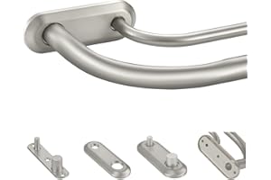 Lwiiom Double Curtain Rod for Windows 48 to 84 Inch,Adjustable Brushed Nickel Wrap Around Curtain Rod with Aluminum Double-de